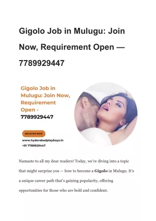 Gigolo Job in Mulugu_ Join Now, Requirement Open — 7789929447