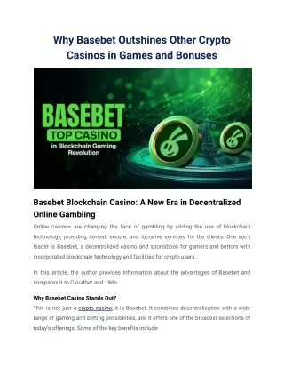 Why Basebet Outshines Other Crypto Casinos in Games and Bonuses