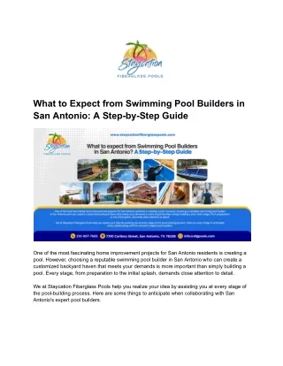 What to Expect from Swimming Pool Builders in San Antonio:  A Step-by-Step Guide