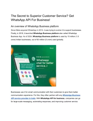 The Secret to Superior Customer Service? Get WhatsApp API For Business!