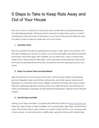 5 Steps to Take to Keep Rats Away and Out of Your House