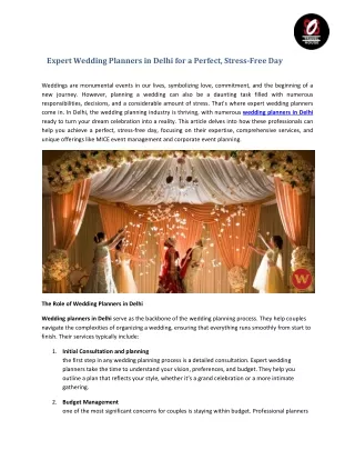 Top Wedding Planners in Delhi: Personalized Packages for Every Couple