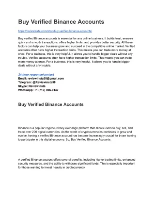 Buy Verified Binance Accounts