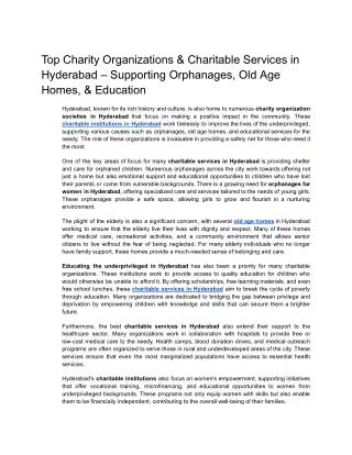 Top Charity Organizations & Charitable Services in Hyderabad – Supporting Orphanages, Old Age Homes, & Education.docx (1