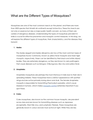 What are Different Types of Mosquitoes