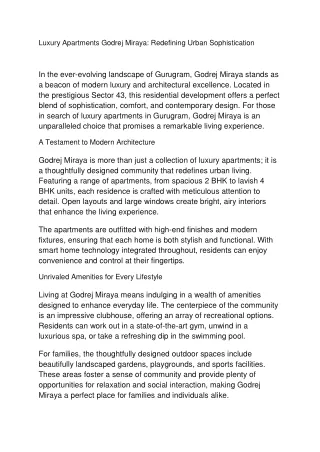 Luxury Apartments Godrej Miraya