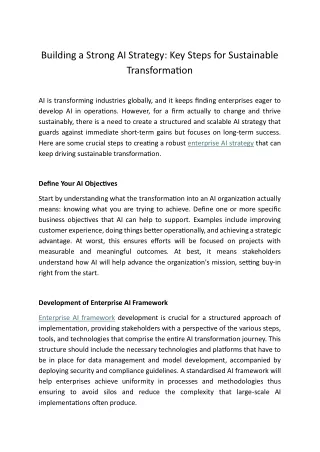 Building a Strong AI Strategy