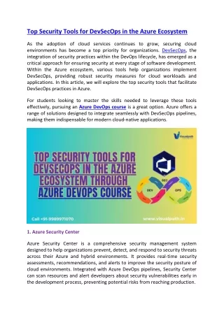 Azure DevOps Training in Hyderabad | Azure DevSecOps Training