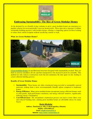 Embracing Sustainability The Rise of Green Modular Homes
