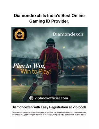Diamondexch Is India's Best Online Gaming ID Provider