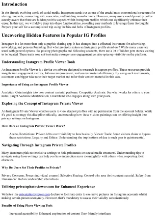 “Uncovering Hidden Features in Popular IG Profiles”