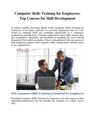 Computer Skills Training for Employees: Top Courses for Skill Development