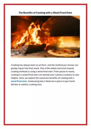 The Benefits of Cooking with a Wood Fired Oven