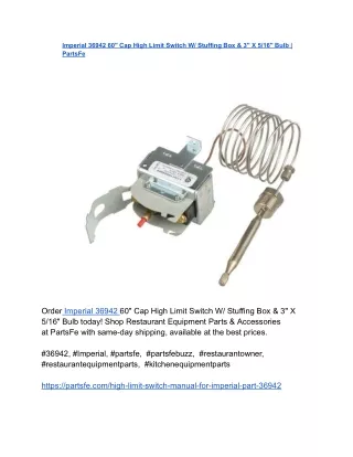 Imperial 36942 60_ Cap High Limit Switch W_ Stuffing Box & 3_ X 5_16_ Bulb _ PartsFe