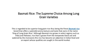 Basmati Rice: The Supreme Choice Among Long Grain Varieties