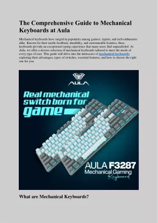 The Comprehensive Guide to Mechanical Keyboards at Aula