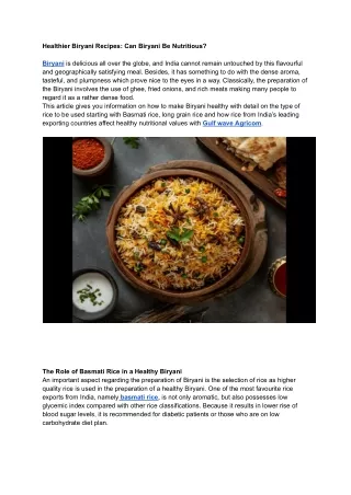 Healthier Biryani Recipes_ Can Biryani Be Nutritious