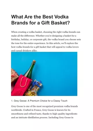 What Are the Best Vodka Brands for a Gift Basket