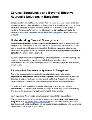 Cervical Spondylosis and Beyond_ Effective Ayurvedic Solutions in Bangalore