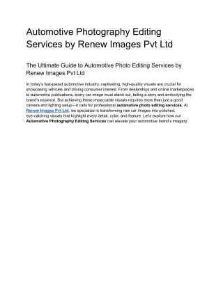 Automotive Photography Editing Services by Renew Images Pvt Ltd