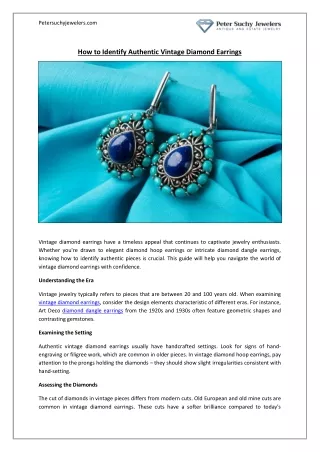 How to Identify Authentic Vintage Diamond Earrings