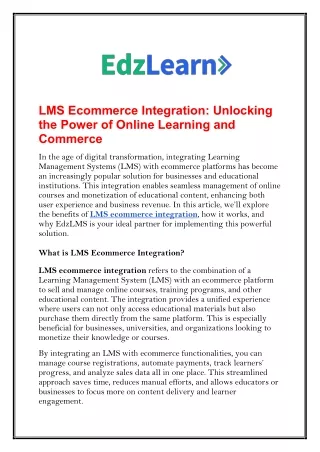 LMS Ecommerce Integration: Unlocking the Power of Online Learning and Commerce