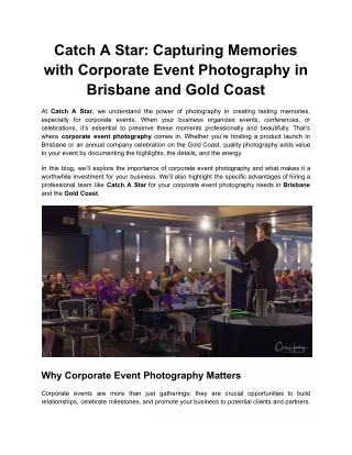 Catch A Star_ Capturing Memories with Corporate Event Photography in Brisbane and Gold Coast