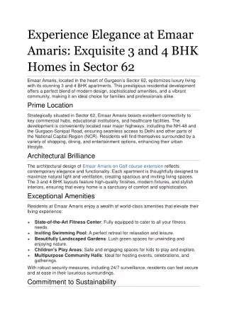 Experience Elegance at Emaar Amaris