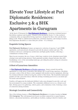 Elevate Your Lifestyle at Puri Diplomatic Residences