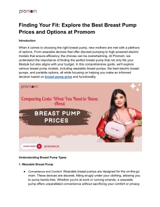 Finding Your Fit_ Explore the Best Breast Pump Prices and Options at Promom