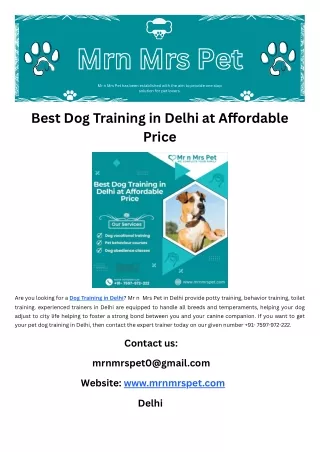 Best Dog Training in Delhi at Affordable Price