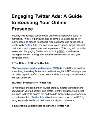 Engaging Twitter Ads: A Guide to Boosting Your Online Presence