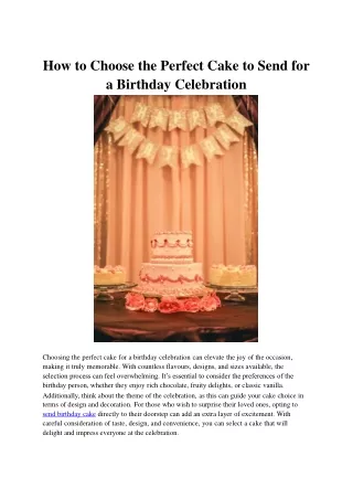How to Choose the Perfect Cake to Send for a Birthday Celebration