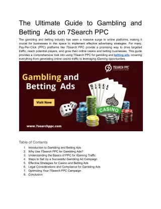 The Ultimate Guide to Gambling and Betting  Ads on 7Search PPC