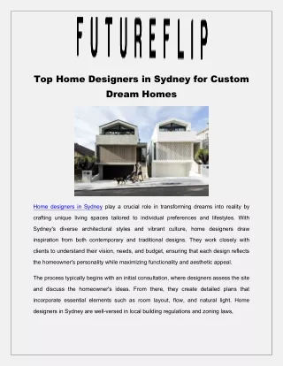 Top Home Designers in Sydney for Custom Dream Homes