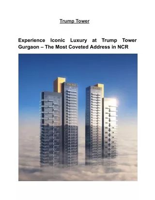 Trump Tower Gurgaon | Resale, Price list & Available Apartments for Sale