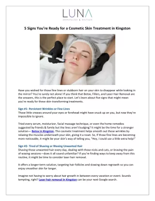 5 Signs You’re Ready for a Cosmetic Skin Treatment in Kingston