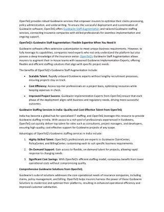 OpenTeQ provides robust Guidewire services that empower insurers to optimize their claims processing