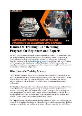 Hands-On Training: Car Detailing Program for Beginners and Experts