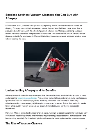 Spotless Savings Vacuum Cleaners You Can Buy with Afterpay