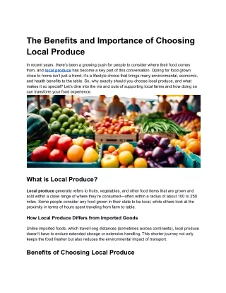 The Benefits and Importance of Choosing Local Produce