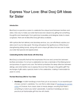 Express Your Love: Bhai Dooj Gift Ideas for Sister