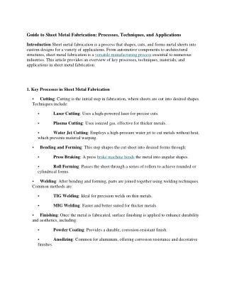 Guide to Sheet Metal Fabrication