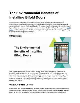 The Environmental Benefits of Installing Bifold Doors