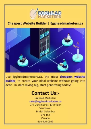 Cheapest Website Builder  Eggheadmarketers.ca