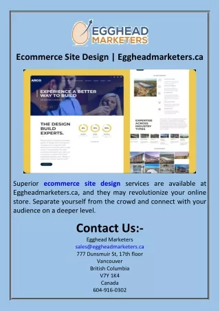 Ecommerce Site Design  Eggheadmarketers.ca