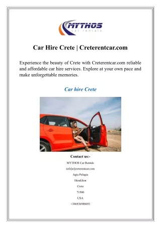 Car Hire Crete  Creterentcar.com