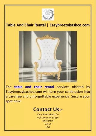 Table And Chair Rental  Easybreezybashco.com