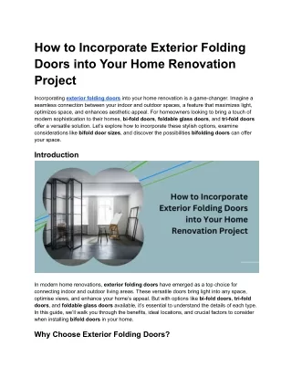 How to Incorporate Exterior Folding Doors into Your Home Renovation Project