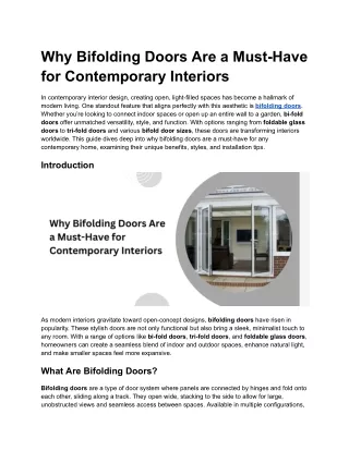 Why Bifolding Doors Are a Must-Have for Contemporary Interiors